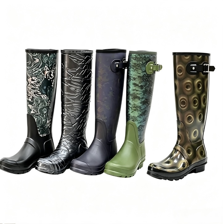 Patcus Herren-Kniehohe 3D-geprägte Regenstiefel